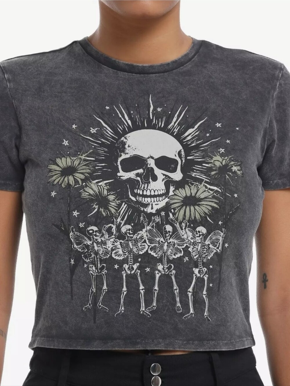 Social Collision Skeleton Fairy Flower Wash Baby Baby Tee